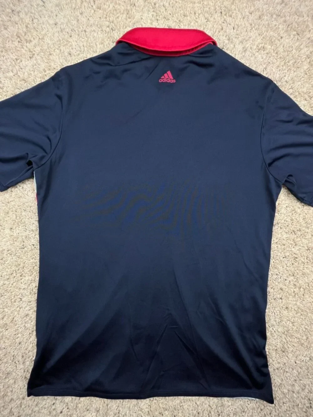 Adidas Polo Shirt Mens Medium Red Gray Blue Adizero Golf Golfing Casual Adult